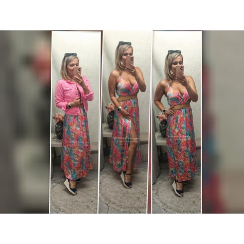 Luna virágos spagetti pántos maxi